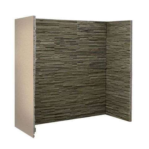 Olive Slate Waterfall fireplace chamber