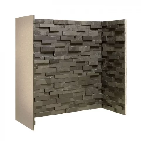 Staggered Black fireplace chamber