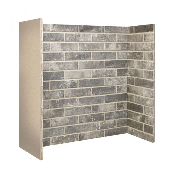 Grey Brick fireplace chamber