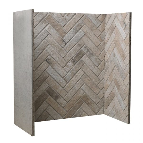 Iced Grey Herringbone Fireplace Chamber