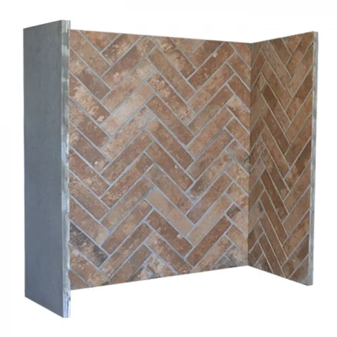 Red Herringbone Fireplace Chamber
