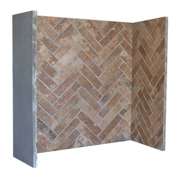 Red Herringbone Fireplace Chamber