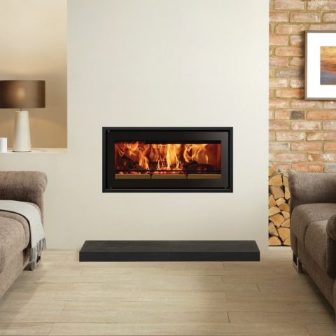 Studio Edge + Inset Wood Burning Fire