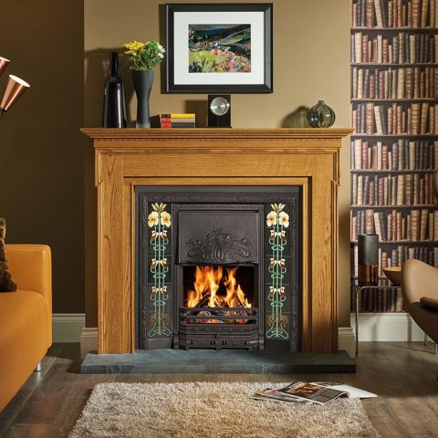 Art Nouveau Tiled Convector Fireplace
